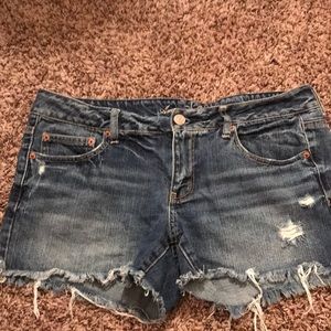 AEO distressed denim shorts
